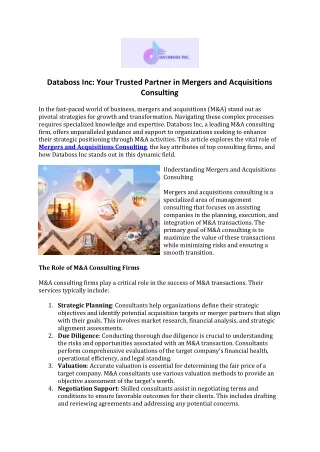 databoss inc your trusted partner in mergers
