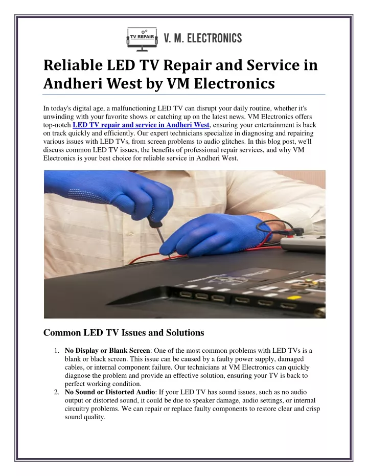 reliable led tv repair and service in andheri