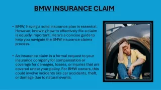 BMW INSURANCE CLLAIM