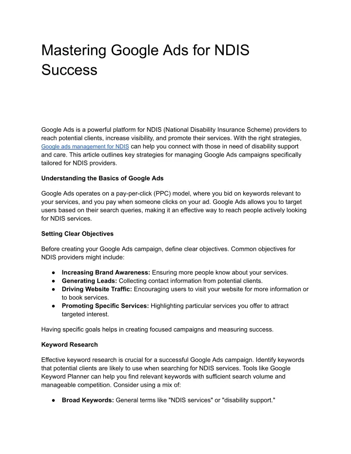 mastering google ads for ndis success