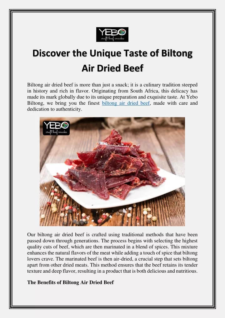 discover the unique taste of biltong air dried