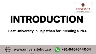 Best University in Rajasthan for Pursuing a Ph.D