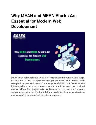 why mean and mern stacks are essential for modern