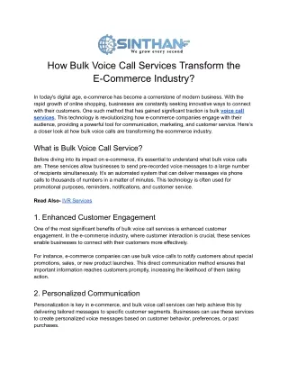 How Bulk Voice Call Services Transform the E-Commerce Industry_