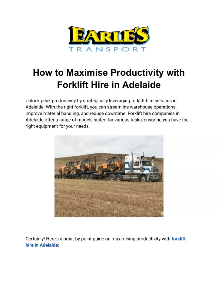 how to maximise productivity with forklift hire