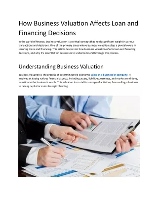 How Business Valuation Affects Loan and Financing Decisions