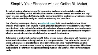 Simplify Your Finances with an Online Bill Maker