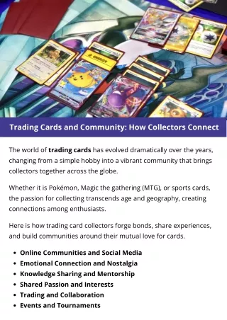 trading cards and community how collectors connect