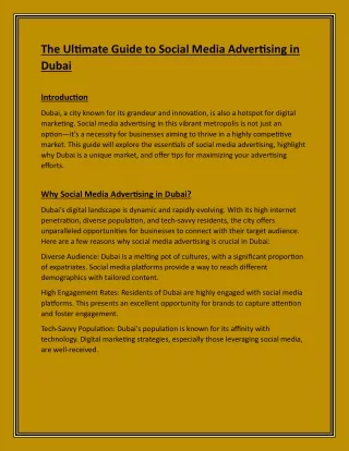 The Ultimate Guide to Social Media Advertising in Dubai