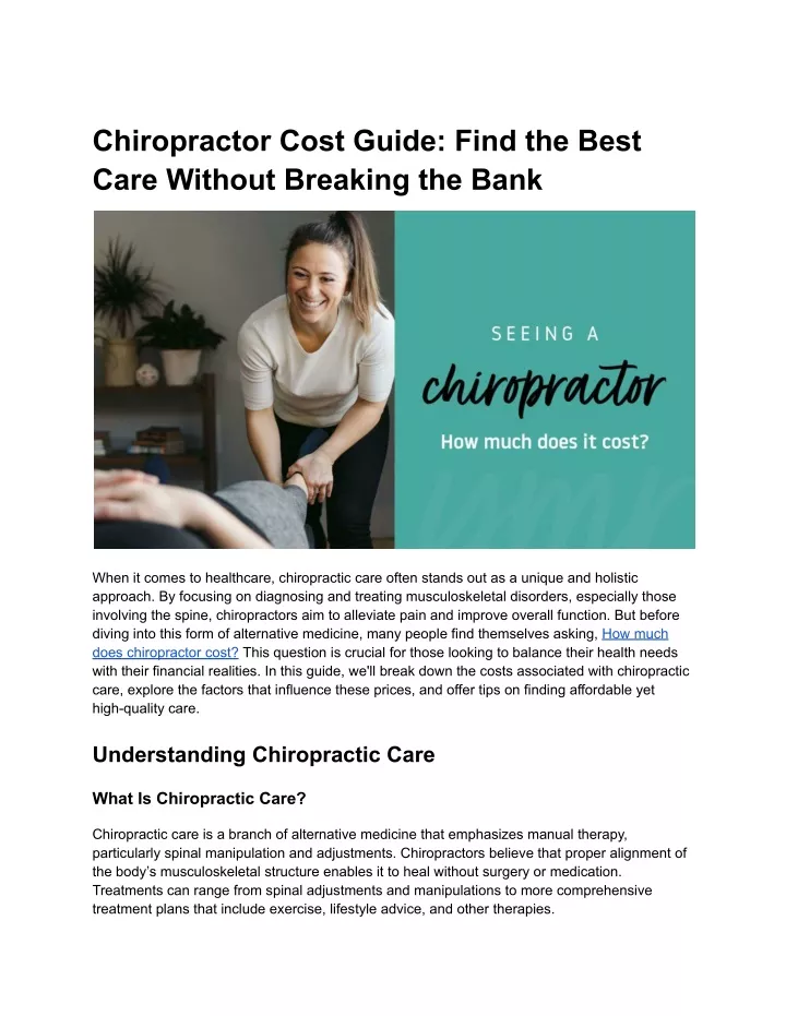 chiropractor cost guide find the best care