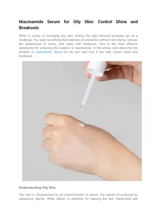 Niacinamide Serum for Oily Skin Control Shine and Breakouts
