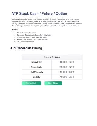 Intraday Stock Cash Services | Equity Trading Tips - Reddito Capital