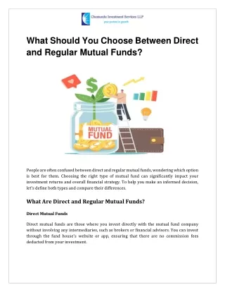 What Should You Choose Between Direct and Regular Mutual Funds