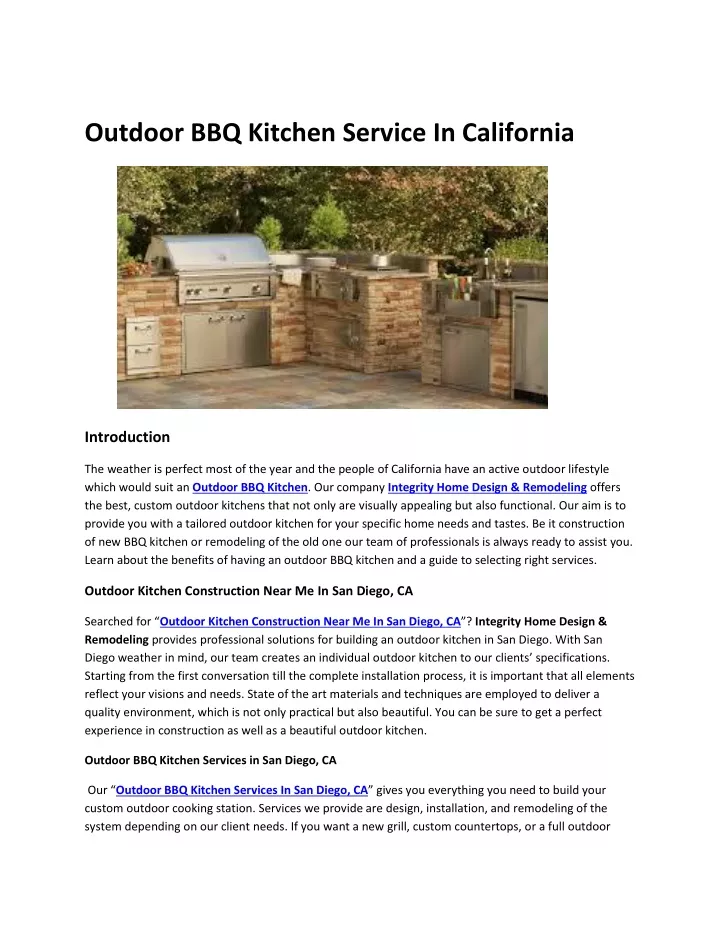 outdoor bbq kitchen service in california