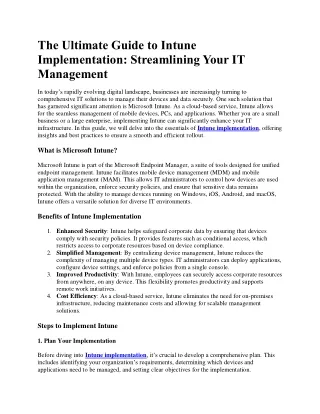 The Ultimate Guide to Intune Implementation
