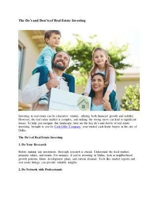 Do's and Don't in Real Estate Invest