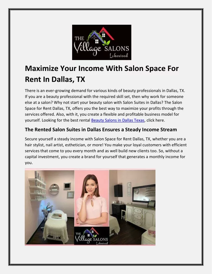 maximize your income with salon space for rent