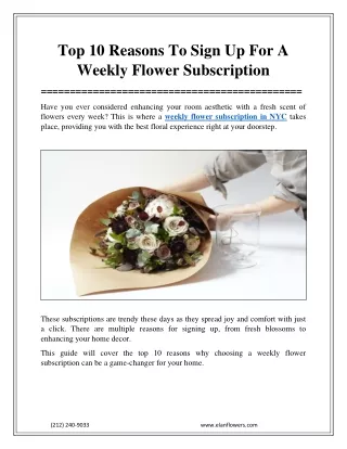 Top 10 Reasons To Sign Up For A Weekly Flower Subscription