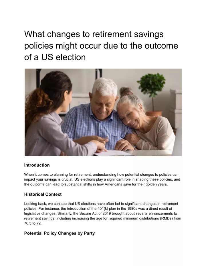 what changes to retirement savings policies might