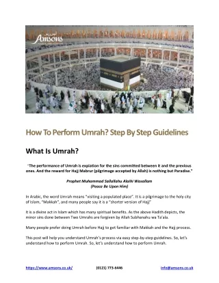 How to Perform Umrah: Step-by-Step Guidelines for Pilgrims | Amsons