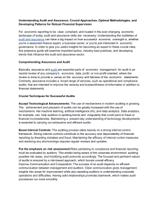 understanding audit and assurance crucial