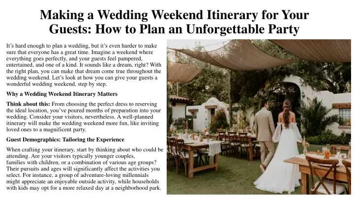 making a wedding weekend itinerary for your guests how to plan an unforgettable party