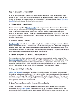 top 10 oracle benefits in 2024