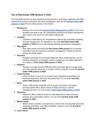 top 10 real estate crm systems in 2024