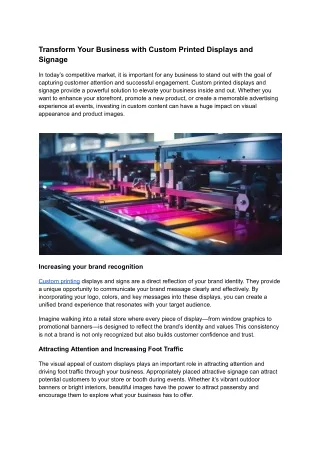 Transform Your Business with Custom Printed Displays and Signage