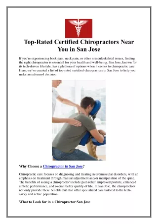 Top-Rated Certified Chiropractors Near You in  San Jose