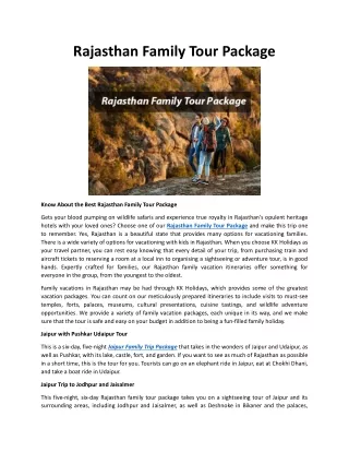 Rajasthan Family Tour Package