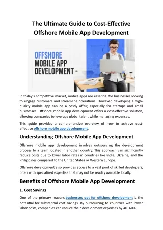 The Ultimate Guide to Cost-Effective Offshore Mobile App Development