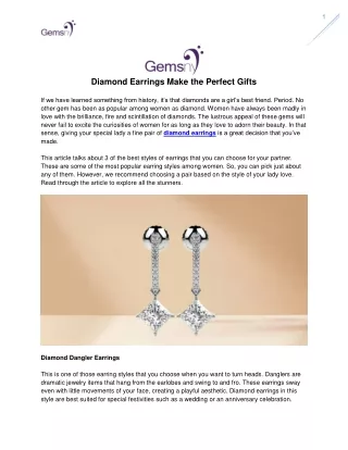 Diamond Earrings Make The Perfect Gifts