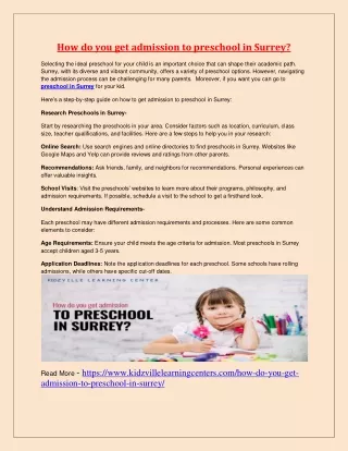 How do you get admission to preschool in Surrey (1)