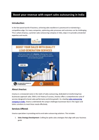 Boost your revenue with expert sales outsourcing in India