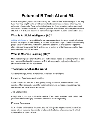 Future of B Tech AI and ML