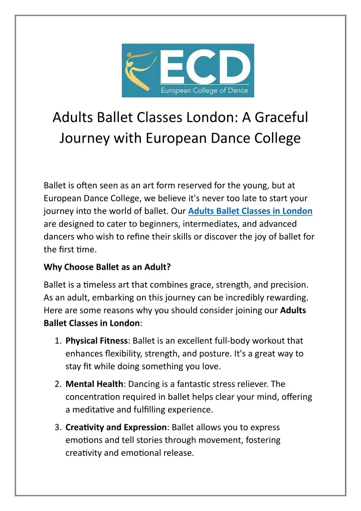 adults ballet classes london a graceful journey