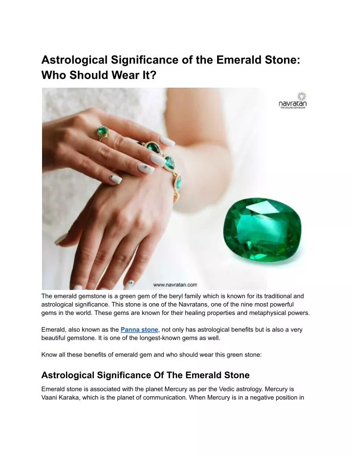 astrological significance of the emerald stone