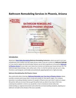 Bathroom Remodeling Services in Phoenix