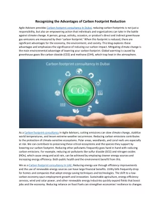 recognizing the advantages of carbon footprint