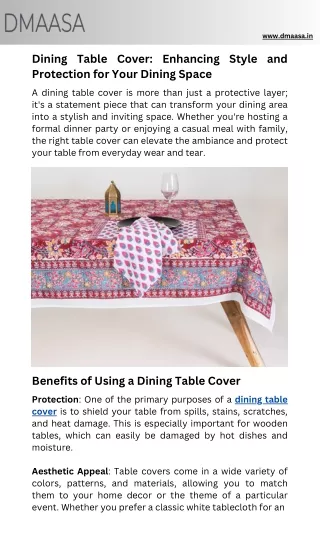 Dining Table Cover Enhancing Style and Protection for Your Dining Space