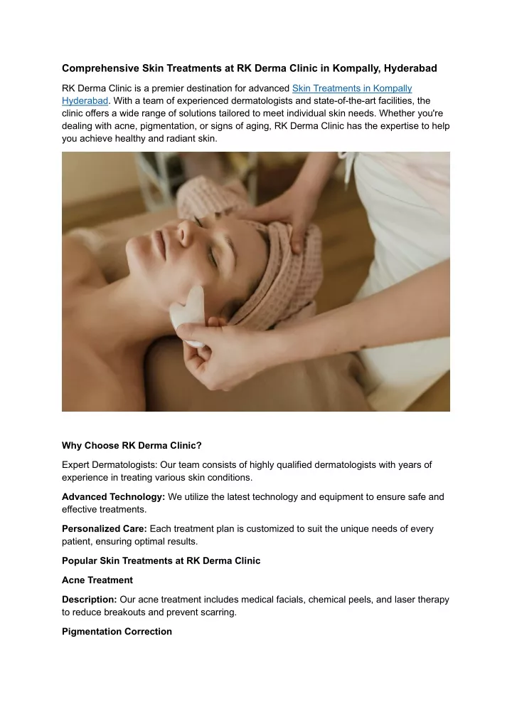 comprehensive skin treatments at rk derma clinic