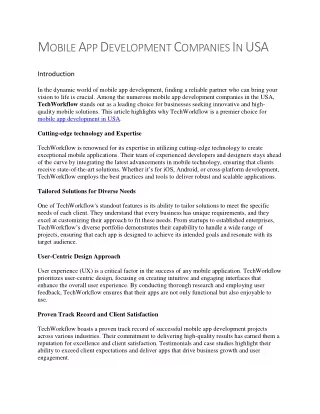 Mobile App Development Companies In USA