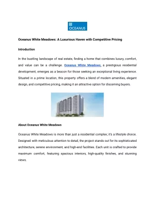 Oceanus White Meadows_ A Luxurious Haven with Competitive Pricing