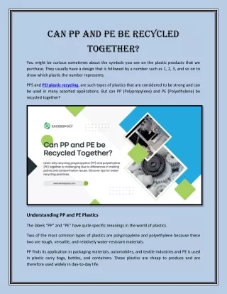 Can PP and PE be Recycled Together