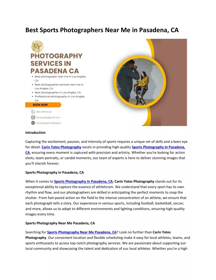 best sports photographers near me in pasadena ca