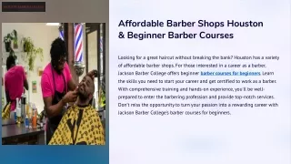 Affordable Barber Shops Houston & Beginner Barber Courses