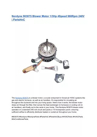 Nordyne 903075 Blower Motor 1_3Hp 4Speed 960Rpm 240V _ PartsHnC