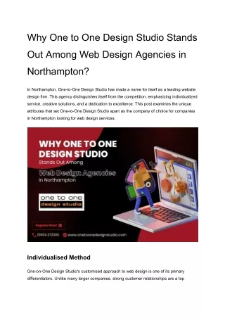 Why One to One Design Studio Stands Out Among Web Design Agencies in Northampton