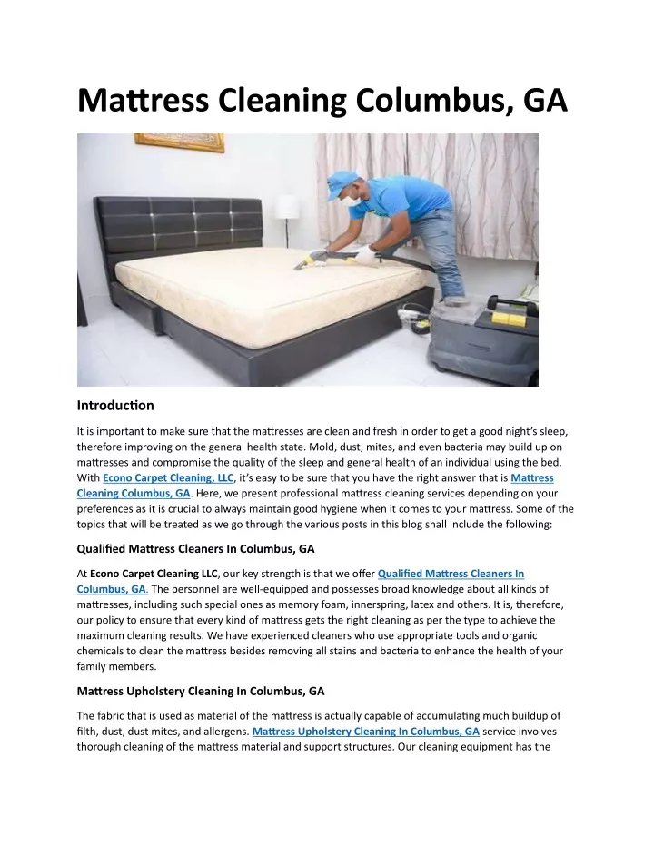 mattress cleaning columbus ga